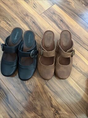 BareTraps Women's Mary Jane Mules in Black and Brown
